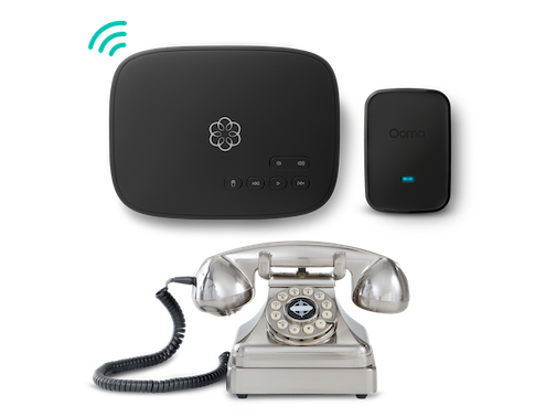 Ooma Retro Kettle Chrome Phone with Home Phone Service